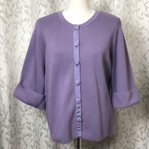 Evie Woman Cotton Buttoned Sweater “Lilac Dream” Purple. New. Size 1X